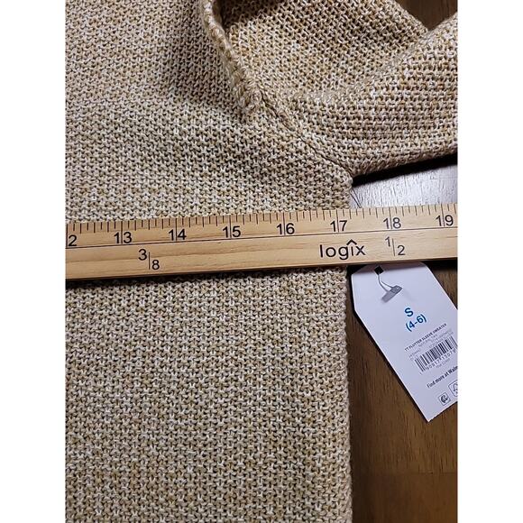 Time and Tru Flutter Sleeve Crewneck Sweater Tan Women’s Small NWT Long Sleeve - Picture 7 of 9